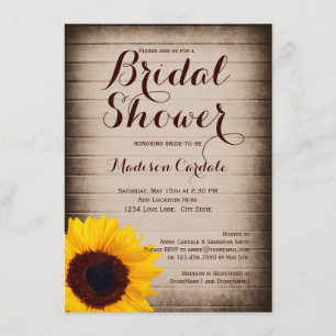 Rustic Wood Sunflower Bridal Shower Invitations