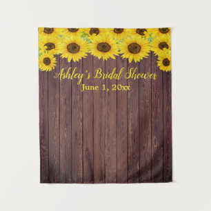 Rustic Wood Sunflower Bridal Shower Photo Booth Tapestry