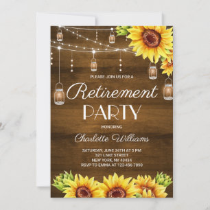 Rustic Wood Sunflower Retirement Party Invitation