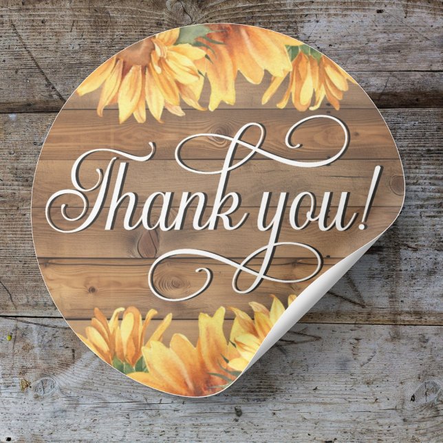 Rustic Wood Sunflower Thank you! Sticker (Creator Uploaded)