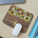 Rustic Wood Sunflower Watercolor Personalised Mouse Pad<br><div class="desc">This design was created though digital art. It may be personalised in the area provide or customising by choosing the click to customise further option and changing the name, initials or words. You may also change the text colour and style or delete the text for an image only design. Contact...</div>