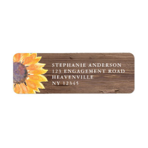 Rustic Wood Sunflower Wedding Return Address