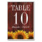 Rustic Wood Sunflower Wedding Table Number Cards