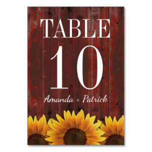Rustic Wood Sunflower Wedding Table Number Cards