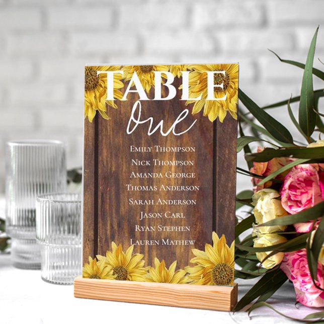 Rustic Wood Sunflower Wedding Table Seating Chart (Creator Uploaded)