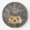 Rustic Wood Sunflowers Custom Family Name Clock