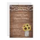 Rustic Wood Sunflowers Mason Jar Wedding