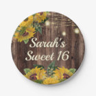 Rustic Wood Sunflowers String Lights Sweet 16