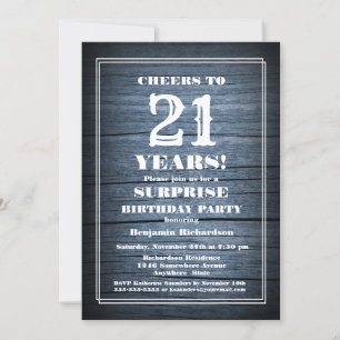 Rustic Wood Surprise 21st Birthday Party Invitation