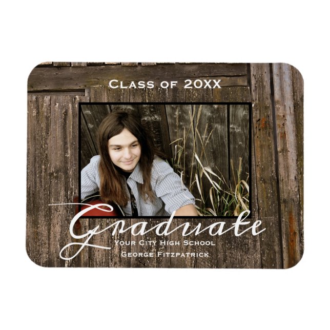 Rustic Wood Template High School Graduation Magnet (Horizontal)