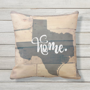 Rustic Wood Texas Home State Outdoor Throw Pillow