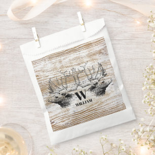 Rustic Wood Texture Deer Woodland Monogram Favour Bags