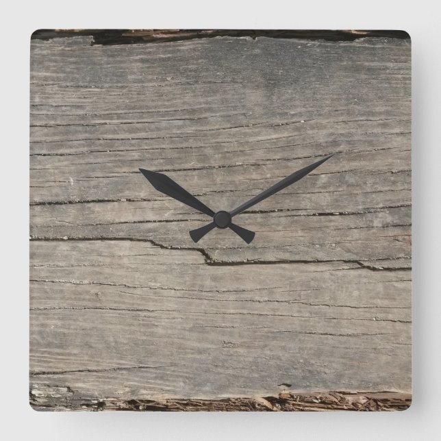 Rustic Wood Texture Square Wall Clock (Front)