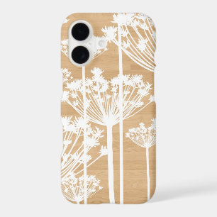 Rustic Wood Texture with White Dandelions