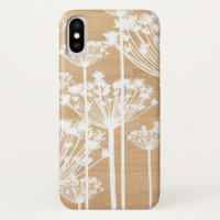 Rustic Wood Texture with White Dandelions