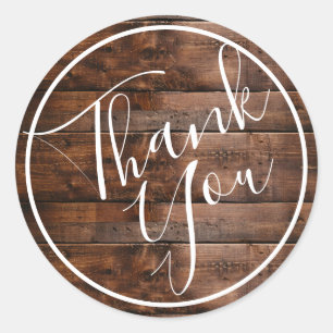 Rustic Wood Thank You Classic Round Sticker