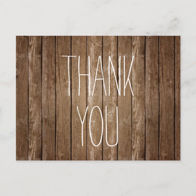 Rustic Wood Thank You Post Card (Front)