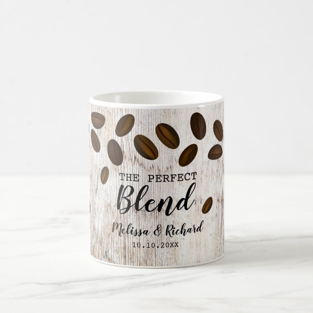 Rustic Wood The Perfect Blend Coffee Wedding  Mug (Center)