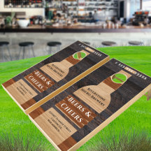 Rustic Wood Tone Beer Bottle Micro Brewery Promo 