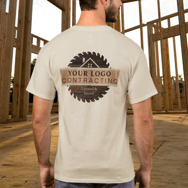 Rustic Wood Tone Contractor Logo T-Shirt (Creator Uploaded)