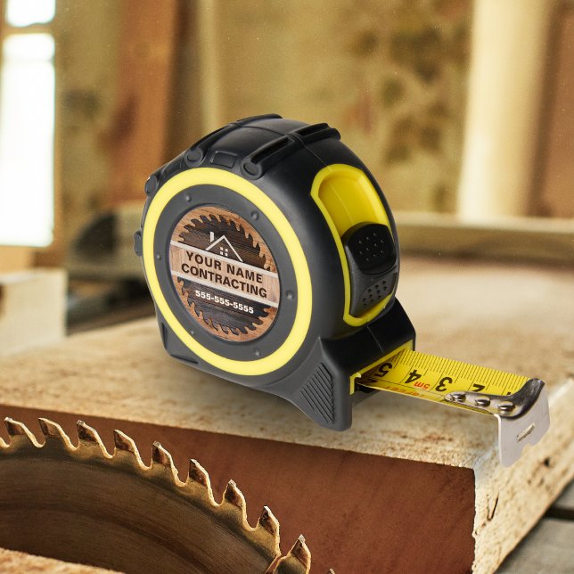 Rustic Wood Tone Contractor Logo Tape Measure 1 (Creator Uploaded)