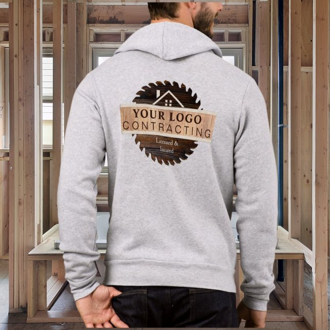 Rustic Wood Tone Contractor Logo Zip Up Hoodie (Creator Uploaded)
