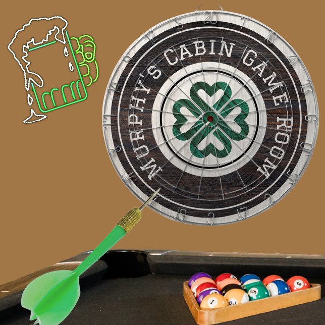 Rustic Wood Tone Irish Celtic 4 Leaf Clover  Dartboard (Creator Uploaded)