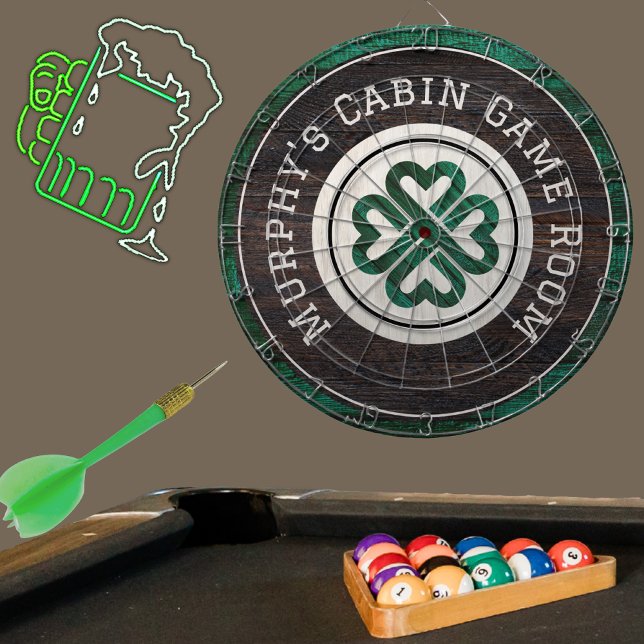 Rustic Wood Tone Irish Celtic 4 Leaf Clover Dartboard (Creator Uploaded)