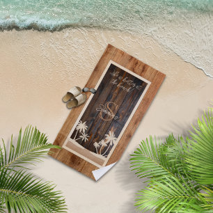 Rustic Wood Tone Monogram Beach Towel