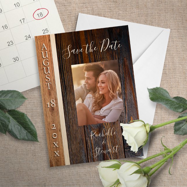 Rustic Wood Tone Save the Date Wedding Card (Creator Uploaded)