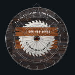 Rustic Wood Tone Saw Blade construction icon Dartboard<br><div class="desc">Rustic Wood Tone Saw Blade construction icon Browns and White Wood grain look Portable Table. A rustic Faux wood inlay table makes the perfect personalised Gift,  it's great for individuals who work in the Housing or Construction industry. . Our easy-to-use template makes personalising Simple.</div>