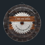 Rustic Wood Tone Saw Blade construction icon Dartboard<br><div class="desc">Rustic Wood Tone Saw Blade construction icon Browns and White Wood grain look Portable Table. A rustic Faux wood inlay table makes the perfect personalised Gift,  it's great for individuals who work in the Housing or Construction industry. . Our easy-to-use template makes personalising Simple.</div>