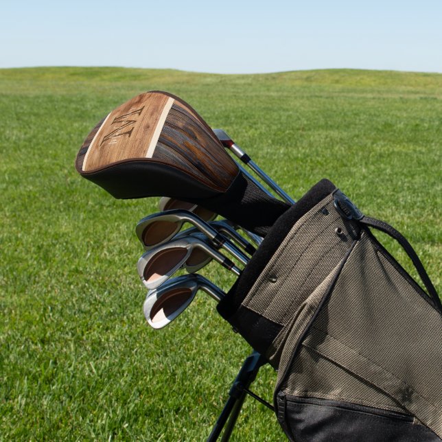 Rustic Wood Tone Stripe Brown Golf Head Cover (In Situ)