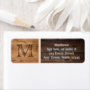 Rustic Wood Tone Stripe Monogram