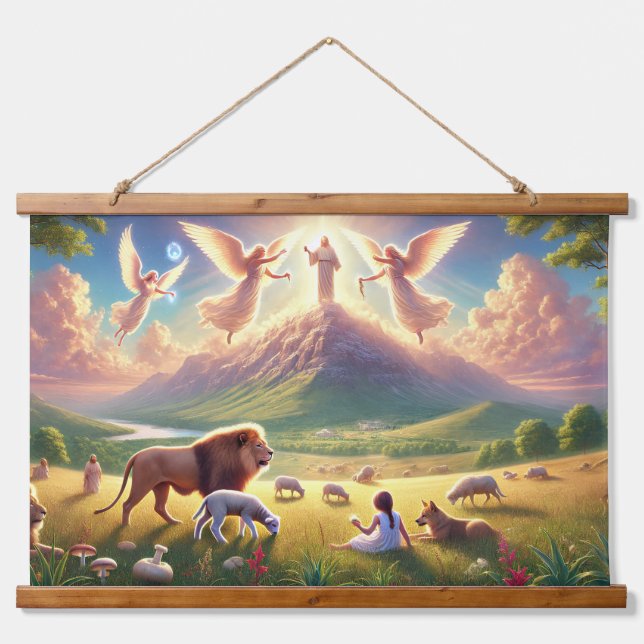 Rustic Wood-Topped Wall Tapestry of Zion (Front)