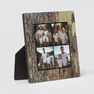 Rustic wood tree bark photo template plaque