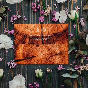Rustic Wood Tree Custom Initals Monogram Wedding Envelope