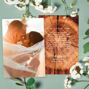Rustic Wood Tree Ring Photo Thank You