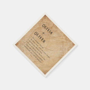 Rustic wood tree stump barn wedding napkin