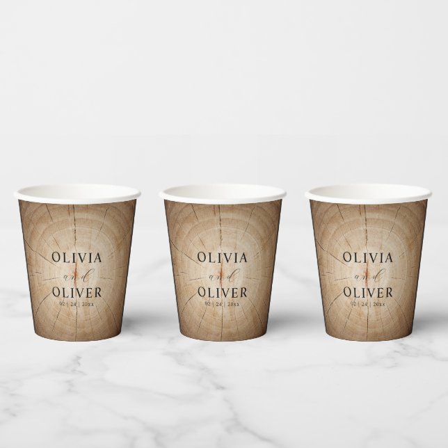 Rustic wood tree stump barn wedding  paper cups (Multi)