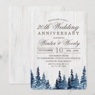 Rustic Wood Tree Wedding Anniversary Invitation