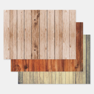 Rustic Wood Trio Wrapping Paper Sheet