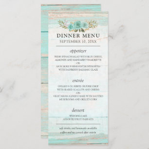  Rustic Wood Turquoise Floral Country Chic Wedding Programme