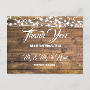 Rustic Wood Twinkle Lights Postcard