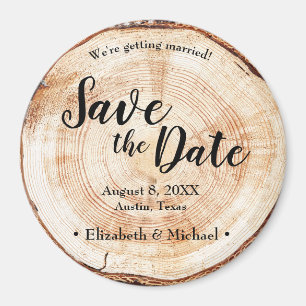Rustic Wood Unique Wedding Save the date Magnet