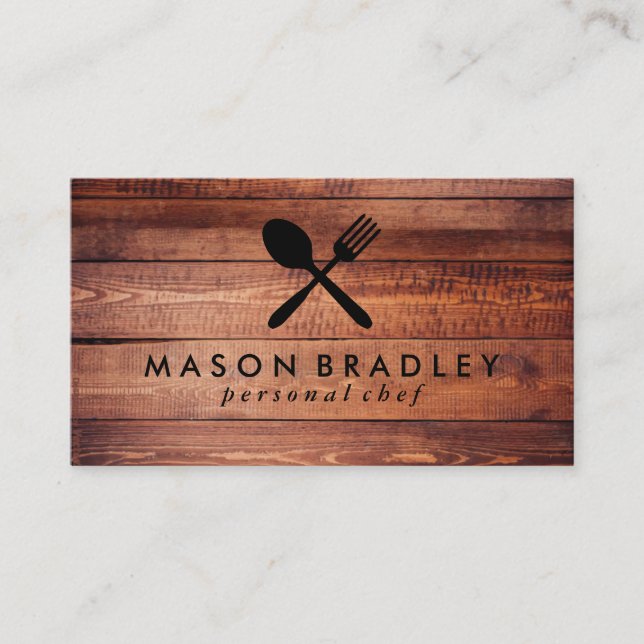 Rustic Wood Utensils Business Card (Front)