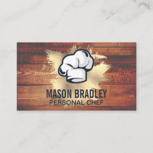 Rustic Wood Utensils Gold Foil Splatter Business Card