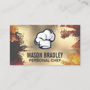 Rustic Wood Utensils Gold Foil Splatter Business Card