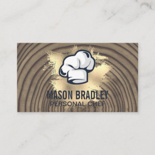 Rustic Wood Utensils Gold Foil Splatter Business Card