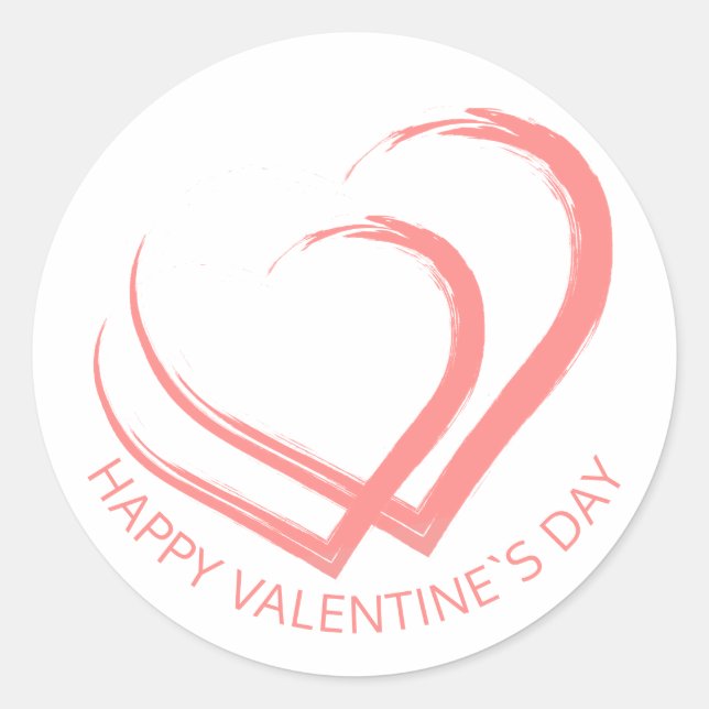 Rustic Wood Valentine`s Day Two Pink Heart Classic Round Sticker (Front)